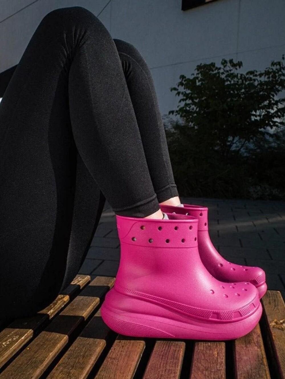 Crocs Pink Platform Rain Ankle Boots